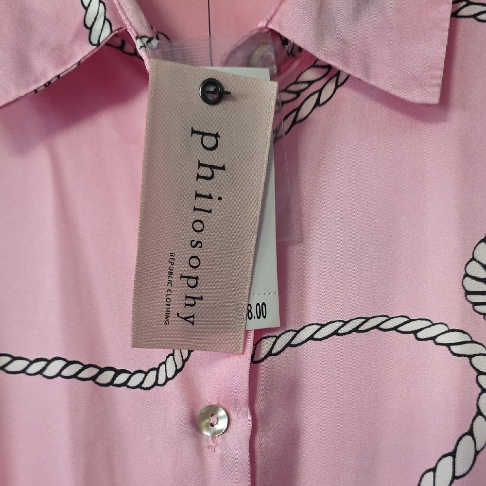 Philosophy Pink Blouse with Black Rope Print - Picture 2 of 5